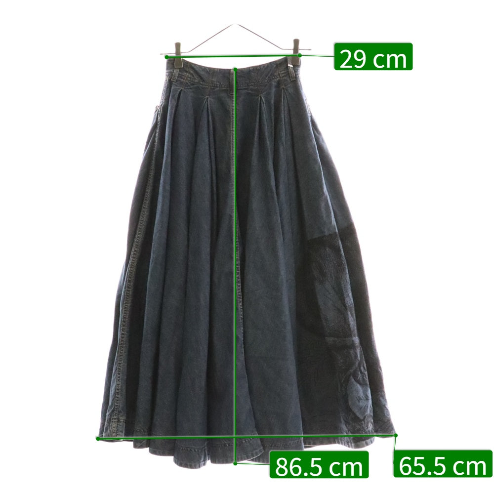 Christian Dior(クリスチャンディオール) BEE タイガー刺繍プリント タック入デニムロングスカート ブルー 252J27Y3584