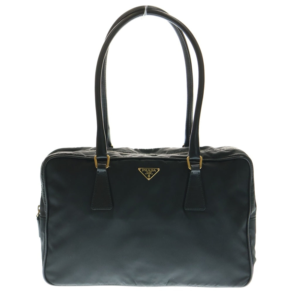 PRADA(プラダ) トライアングルロゴ テスート レザー切替ナイロンハンドバッグ ブラック レディース BL0106