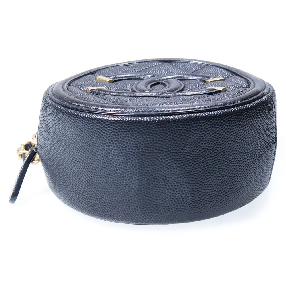CHANEL(シャネル) CCフィリグリー チェーンショルダーバッグ ミニバッグ ブラック キャビアスキン ゴールド金具