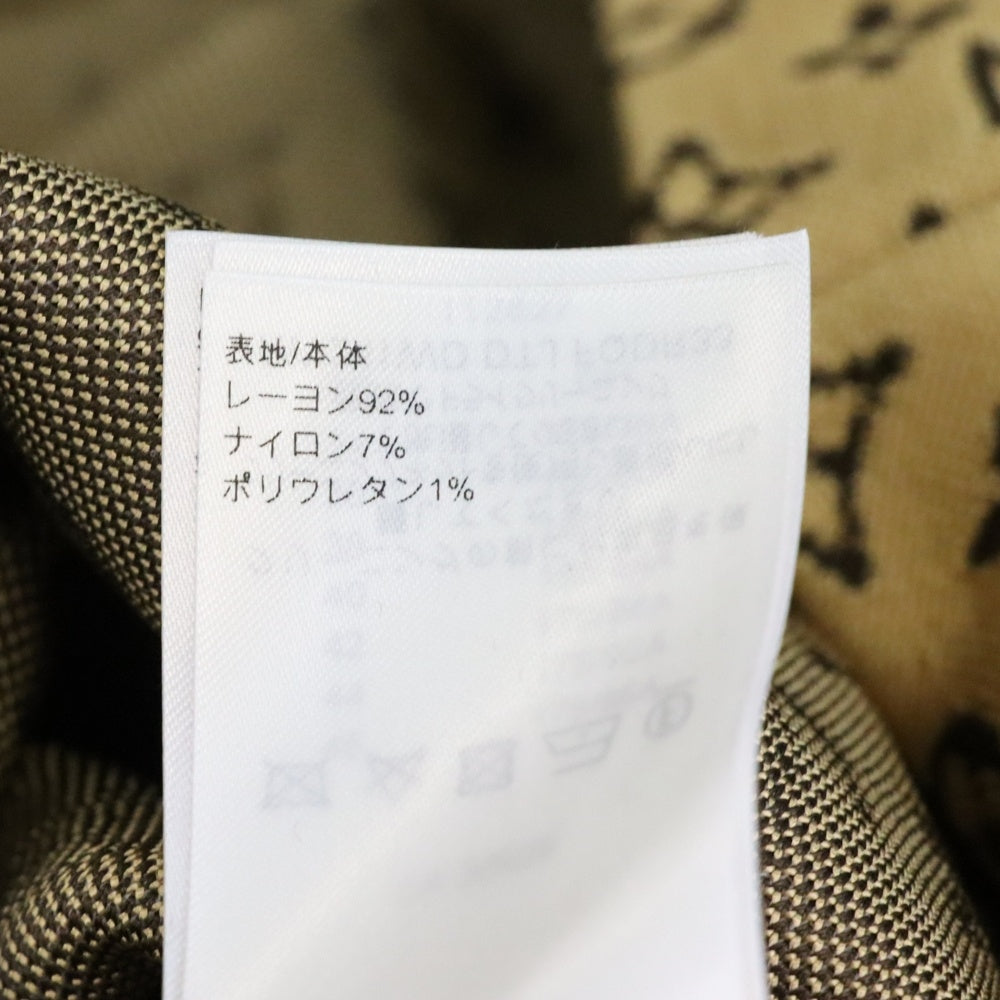 LOUIS VUITTON(ルイヴィトン) 24SS モノグラム総柄 ジャガード シースルー切り替え ノースリーブ ミディアム タイト ワンピース ドレス ブラウン レディース RW241WD DTJ FQDR33