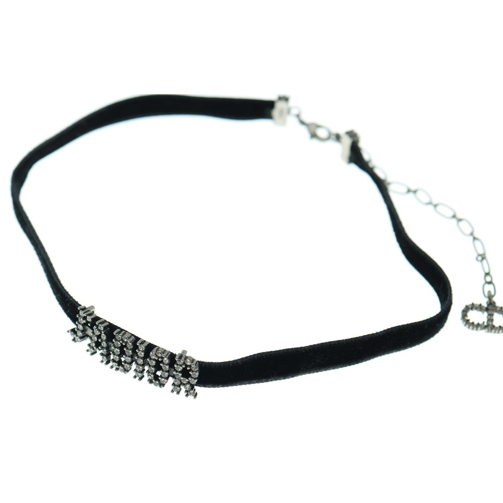 Christian Dior(クリスチャンディオール) ジャディオール チョーカー ネックレス ブラック ベロア シルバー金具