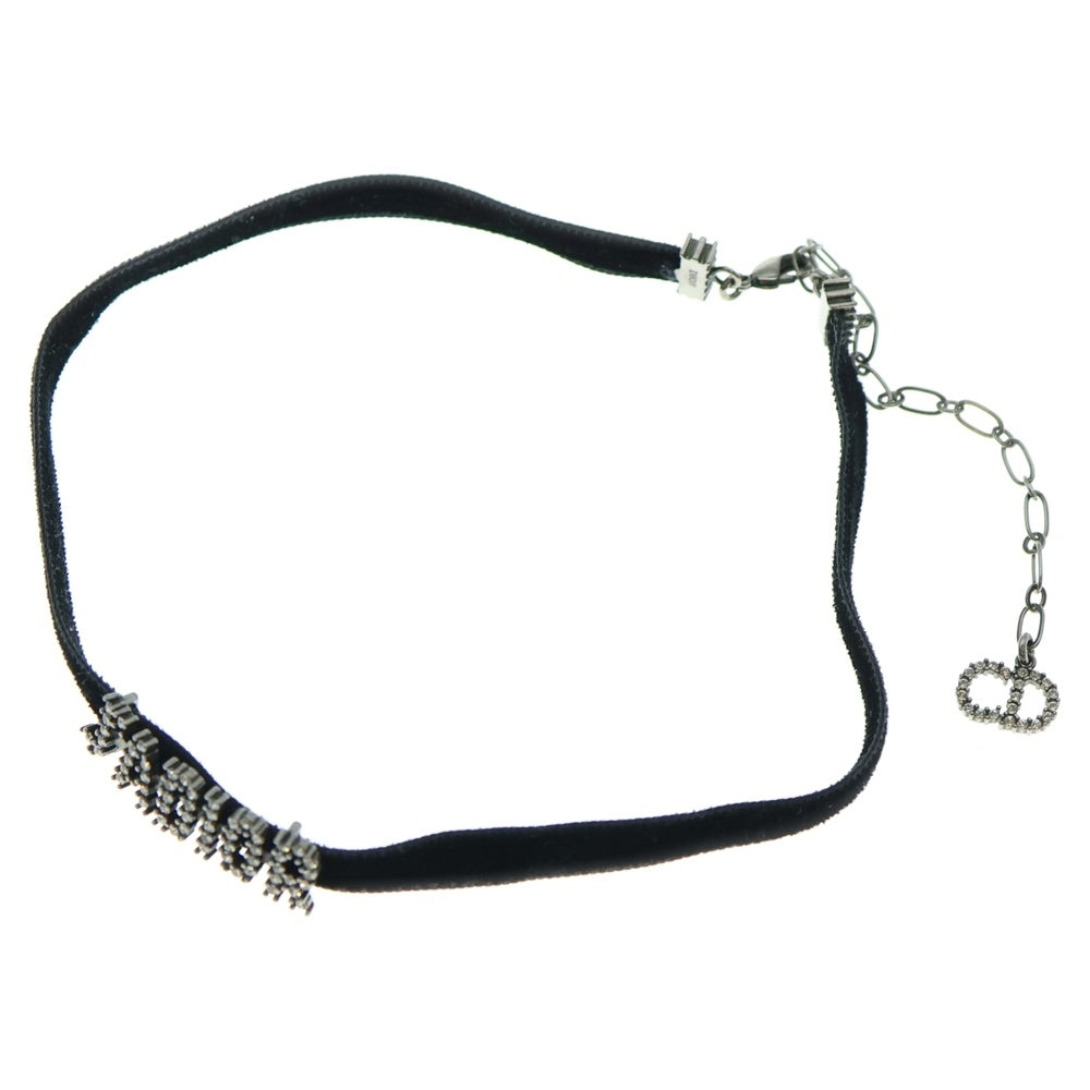 Christian Dior(クリスチャンディオール) ジャディオール チョーカー ネックレス ブラック ベロア シルバー金具