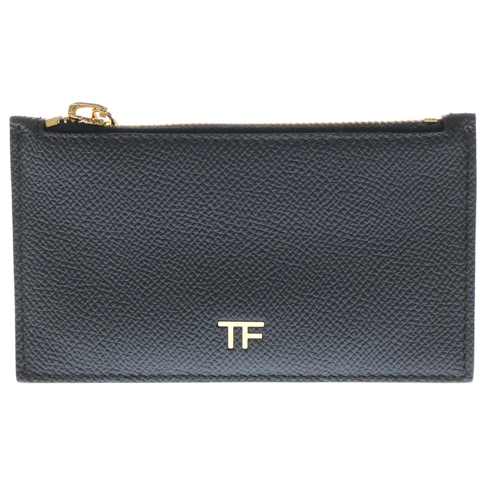 TOM FORD(トムフォード) TFロゴプレート レザー フラグメント カード コイン ケース ゴールド金具 ブラック 123S0271-CL083G-1N001