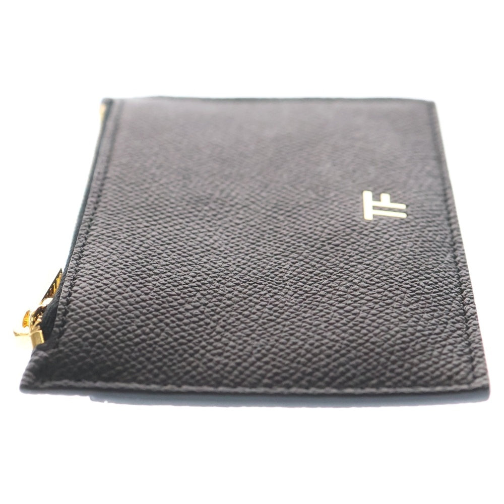 TOM FORD(トムフォード) TFロゴプレート レザー フラグメント カード コイン ケース ゴールド金具 ブラック 123S0271-CL083G-1N001
