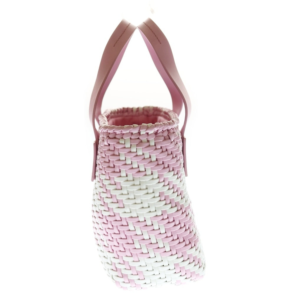 miumiu(ミュウミュウ) イントレッチオ レザー 2Wayハンドバッグ ショルダーバッグ トートバッグ ホワイト×ピンク シルバー金具 5BA077