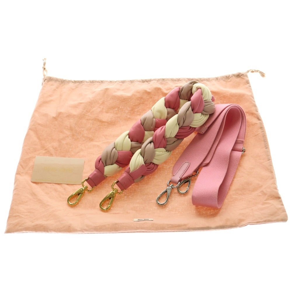 miumiu(ミュウミュウ) イントレッチオ レザー 2Wayハンドバッグ ショルダーバッグ トートバッグ ホワイト×ピンク シルバー金具 5BA077