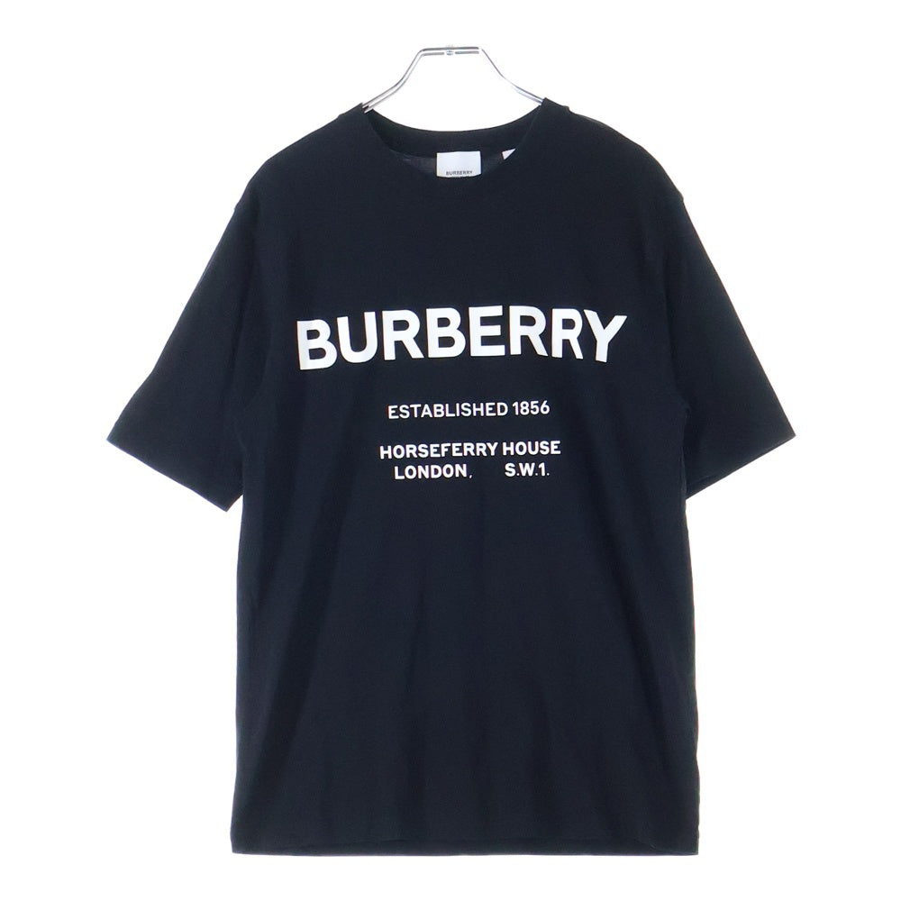 BURBERRY(バーバリー) HORSEFERRY ホースフェリー ロゴプリント クルーネック 半袖Tシャツ カットソー ブラック 8017224