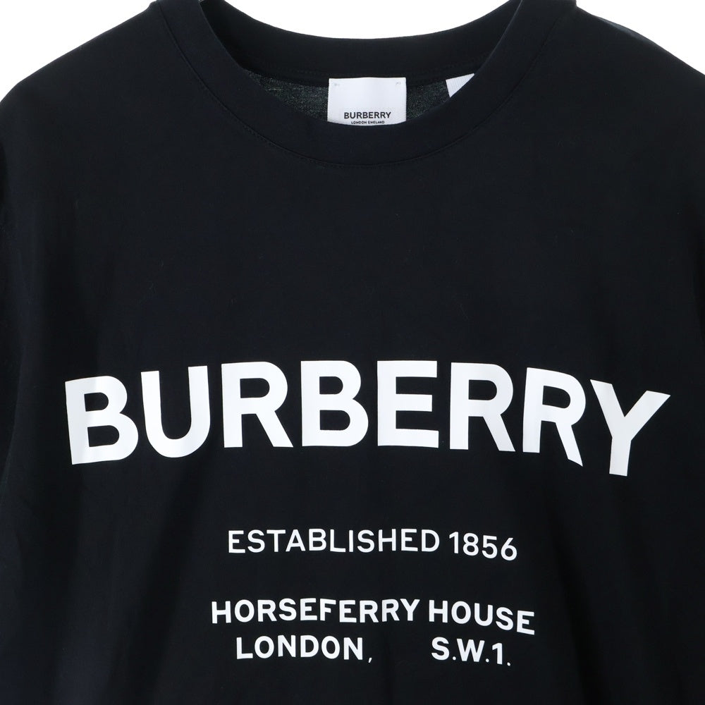 BURBERRY(バーバリー) HORSEFERRY ホースフェリー ロゴプリント クルーネック 半袖Tシャツ カットソー ブラック 8017224