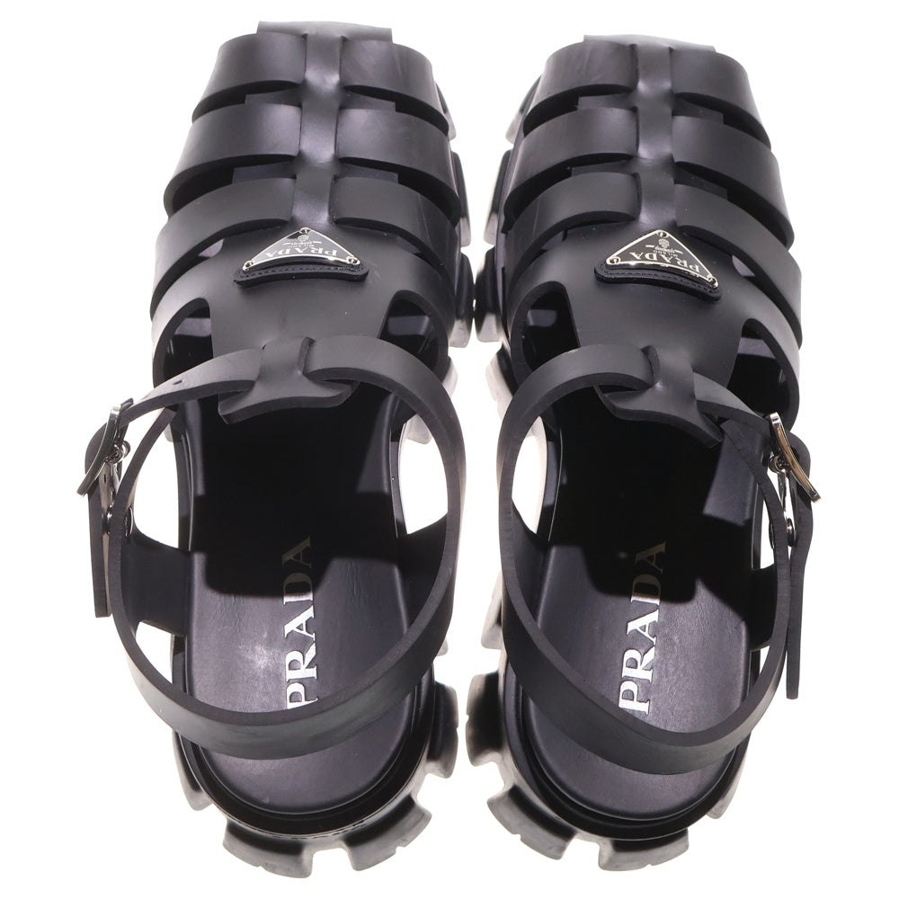 36 PRADA モノリス ラバーサンダル ブラック トライアングルロゴ 黒