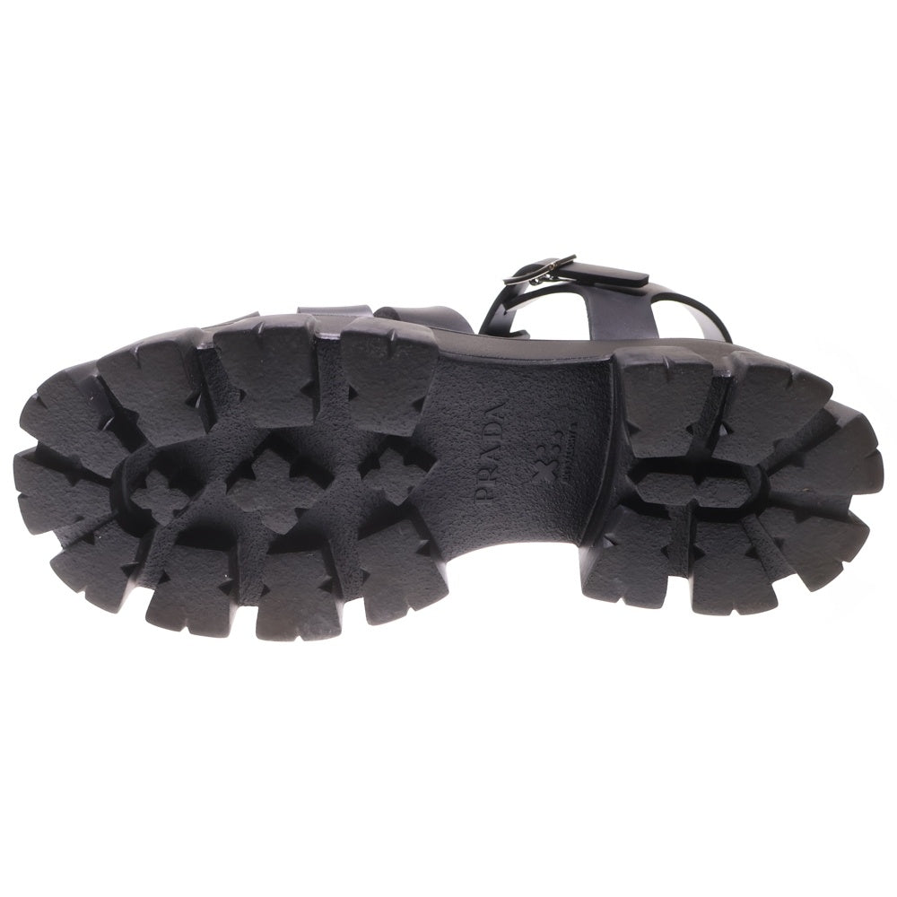 PRADA(プラダ) モノリス トライアングルロゴプレート ラバー ストラップ 厚底 サンダル ブラック
