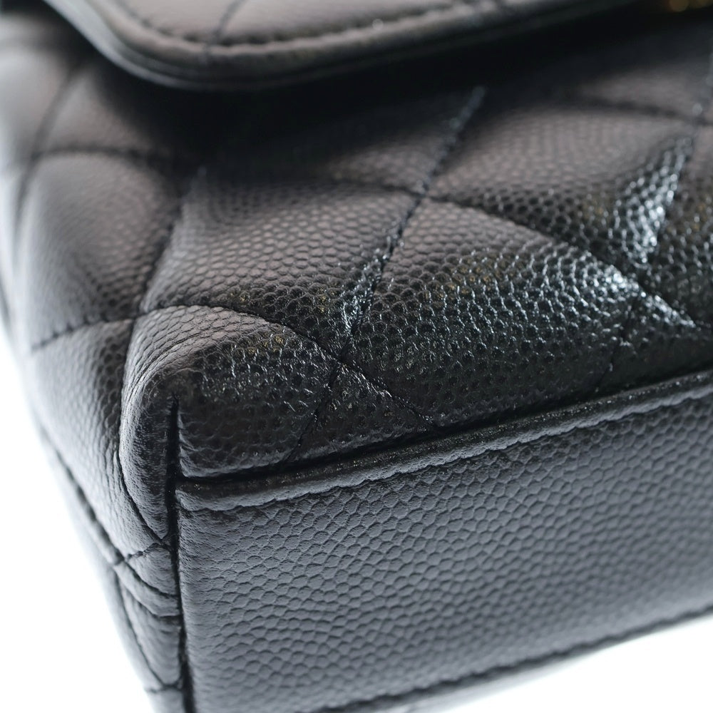 CHANEL(シャネル) エクストラミニ ココハンドル キャビアスキン レザーチェーンショルダーバッグ ハンドバッグ ブラック AP4244 ゴールド金具
