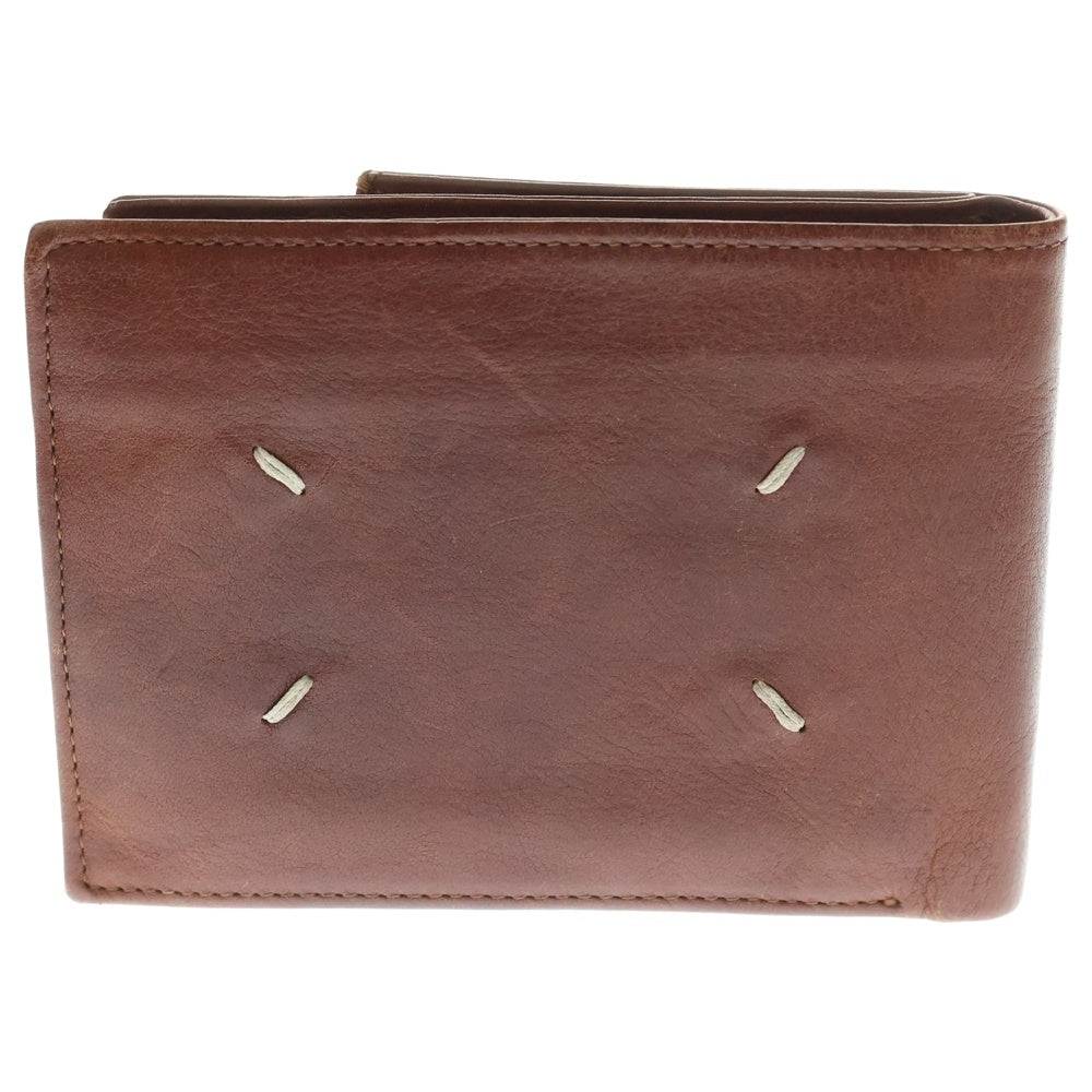 Maison Margiela 0(メゾンマルジェラ) 四つタグ 二つ折り財布 コンパクトウォレット カードケース ブラウン レザー