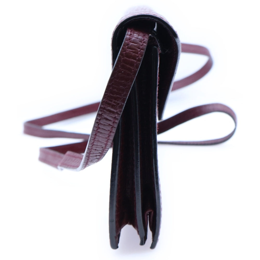 LOEWE(ロエベ) バレンタイン ショルダーウォレット ミニバッグ ショルダーバッグ ボルドー ワインレッド レザー シルバー金具