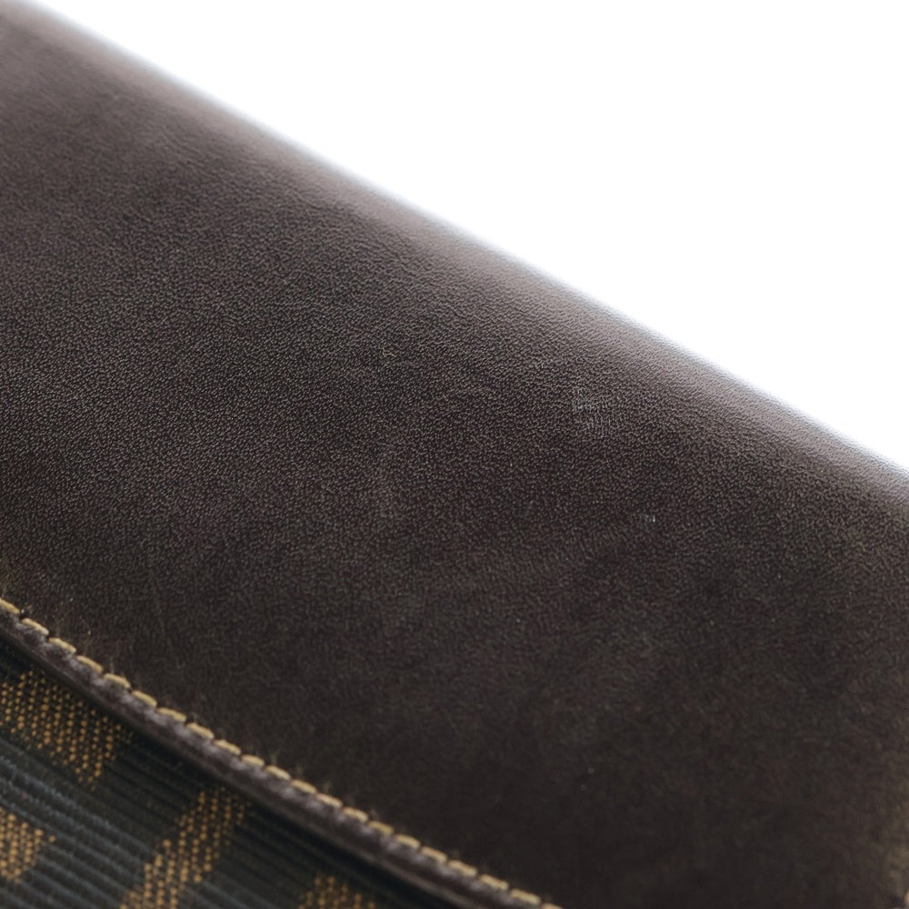FENDI(フェンディ) ズッカ柄 二つ折り 財布 コンパクトウォレット カードケース ブラウン レザー×キャンバス 2292 レディース