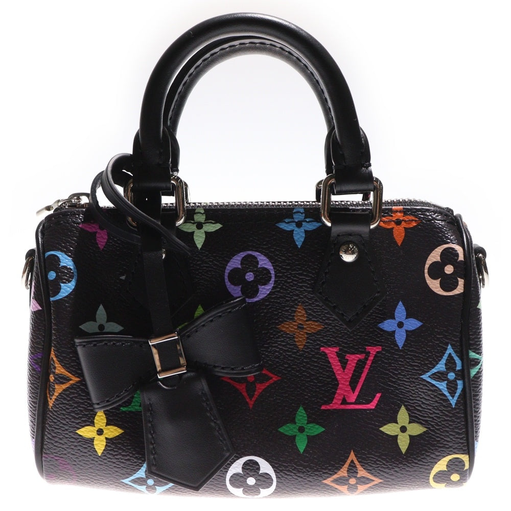 LOUIS VUITTON(ルイヴィトン) ×TM モノグラムマルチカラー ナノスピーディー 2WAYバッグ ショルダーバッグ ミニハンドバッグ ブラック レザー×PVC M13406 シルバー金具