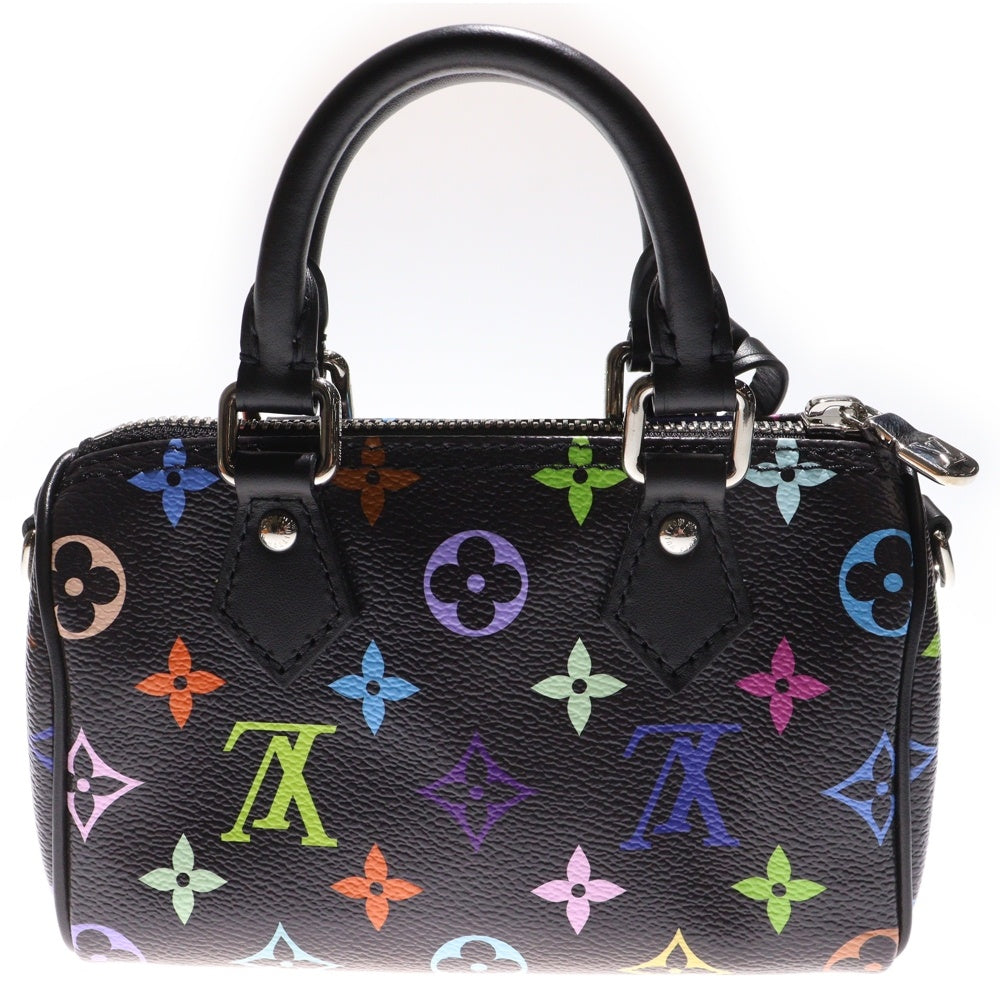 LOUIS VUITTON(ルイヴィトン) ×TM モノグラムマルチカラー ナノスピーディー 2WAYバッグ ショルダーバッグ ミニハンドバッグ ブラック レザー×PVC M13406 シルバー金具