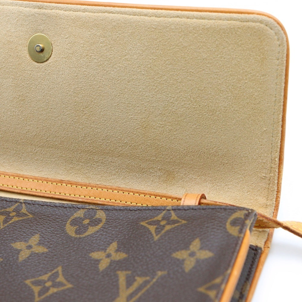 LOUIS VUITTON(ルイヴィトン) モノグラム ポシェットツインGM ショルダーバッグ ミニバッグ ブラウン レザー×PVC M51852