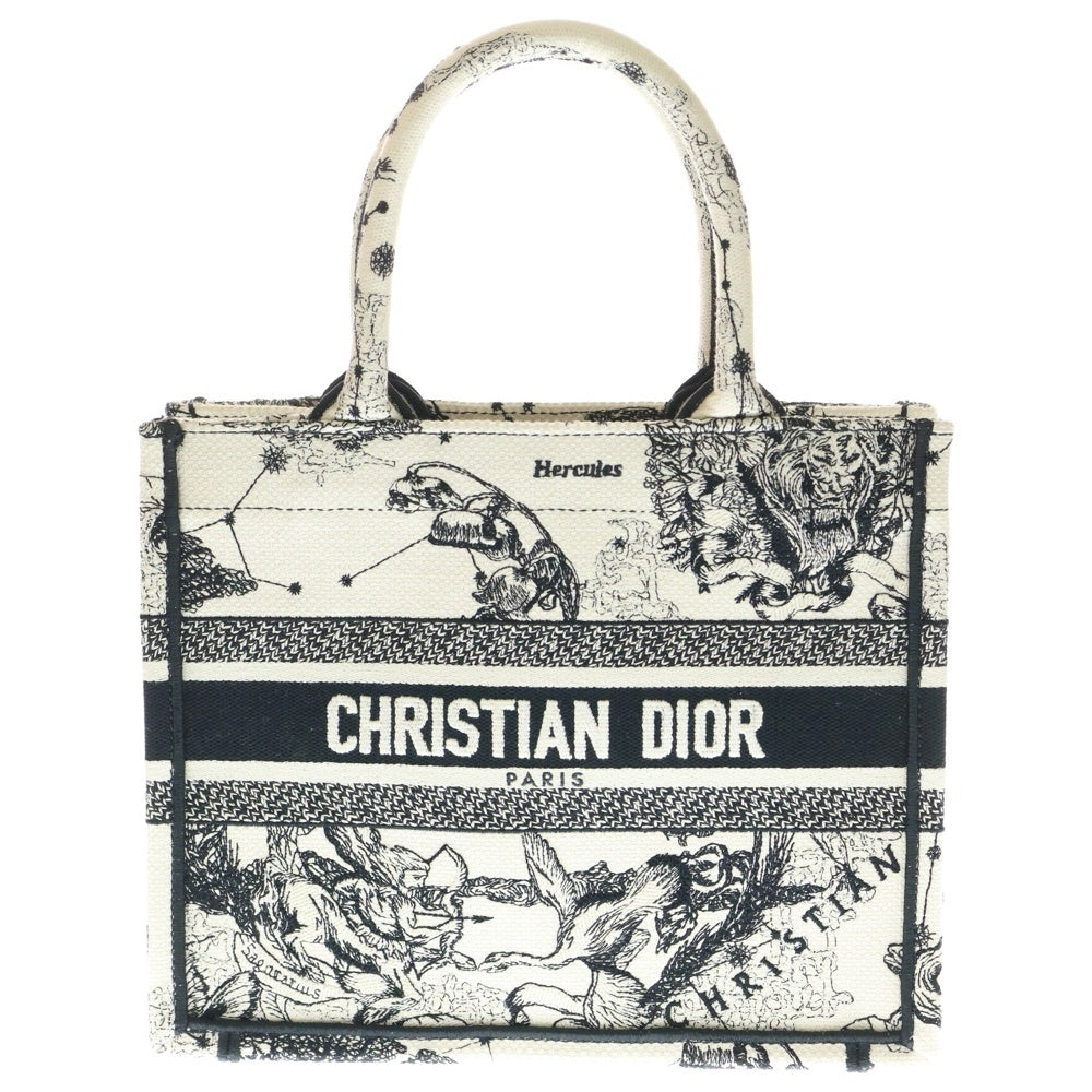Christian Dior(クリスチャンディオール) ブックトート スモール トワル ドゥ ジュイ ゾディアック エンブロイダリー ハンドバッグ ミニトートバッグ ラテ×ブラック キャンバス