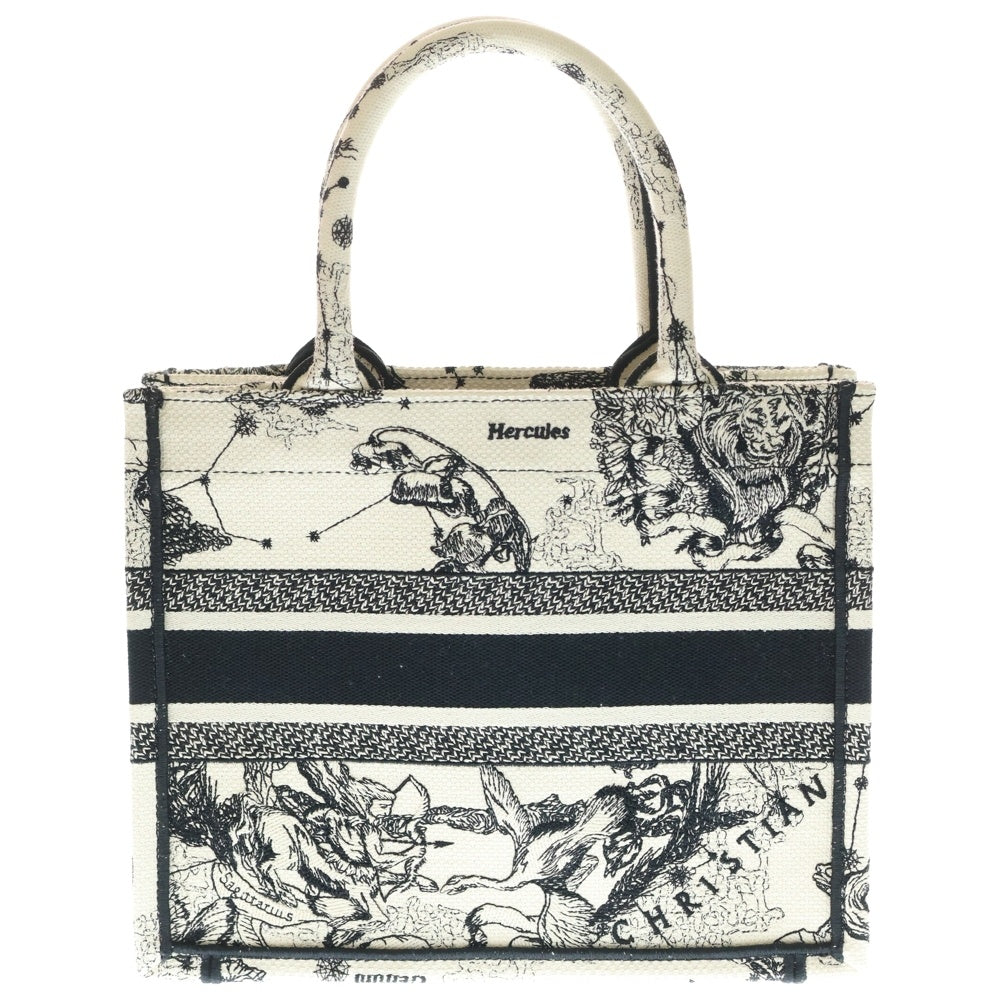 Christian Dior(クリスチャンディオール) ブックトート スモール トワル ドゥ ジュイ ゾディアック エンブロイダリー ハンドバッグ ミニトートバッグ ラテ×ブラック キャンバス