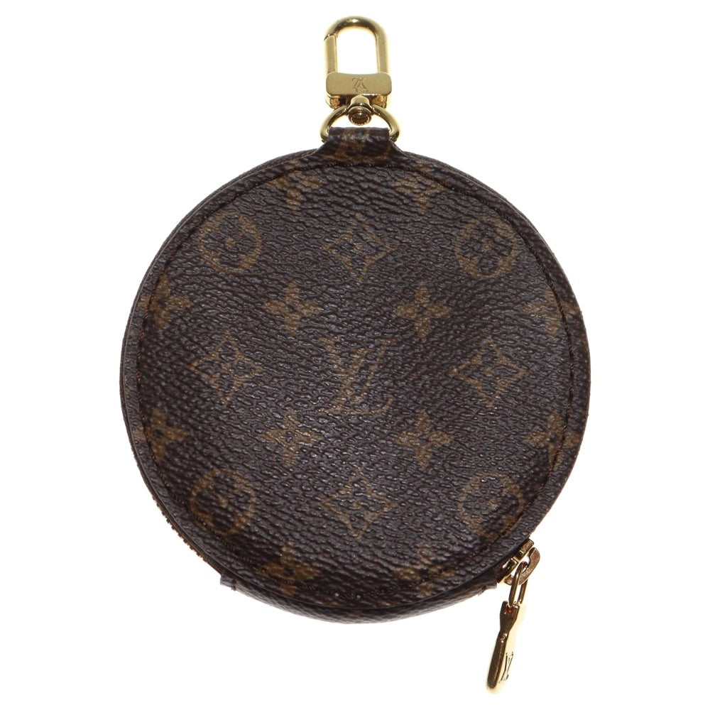 LOUIS VUITTON(ルイヴィトン) モノグラム ラウンド ショルダーストラップ ケース ポーチ 小物入れ バッグチャーム ブラウン PVC J02493 ゴールド金具
