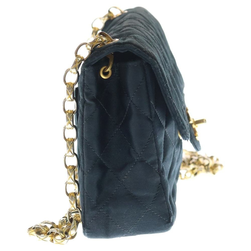 CHANEL(シャネル) ミニマトラッセ ココマーク ターンロック サテン チェーンショルダーバッグ ゴールド金具 ブラック 2番台