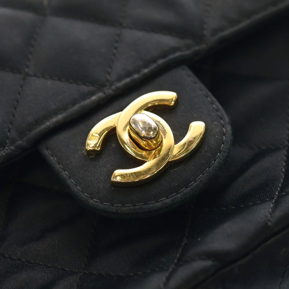 CHANEL(シャネル) ミニマトラッセ ココマーク ターンロック サテン チェーンショルダーバッグ ゴールド金具 ブラック 2番台