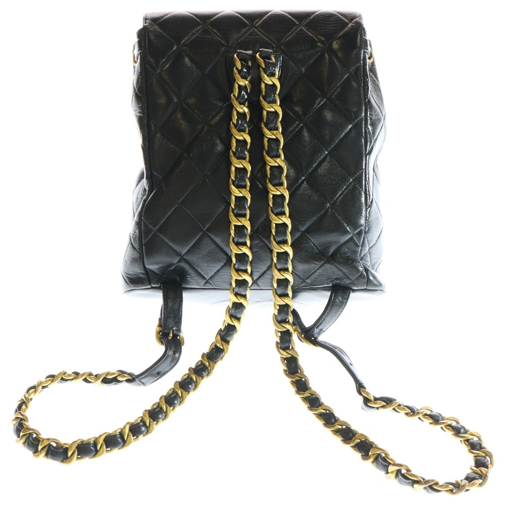 CHANEL(シャネル) マトラッセ ココマーク ラムスキン チェーンレザーバックパック リュック ブラック GD金具