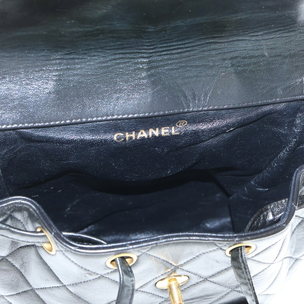 CHANEL(シャネル) マトラッセ ココマーク ラムスキン チェーンレザーバックパック リュック ブラック GD金具
