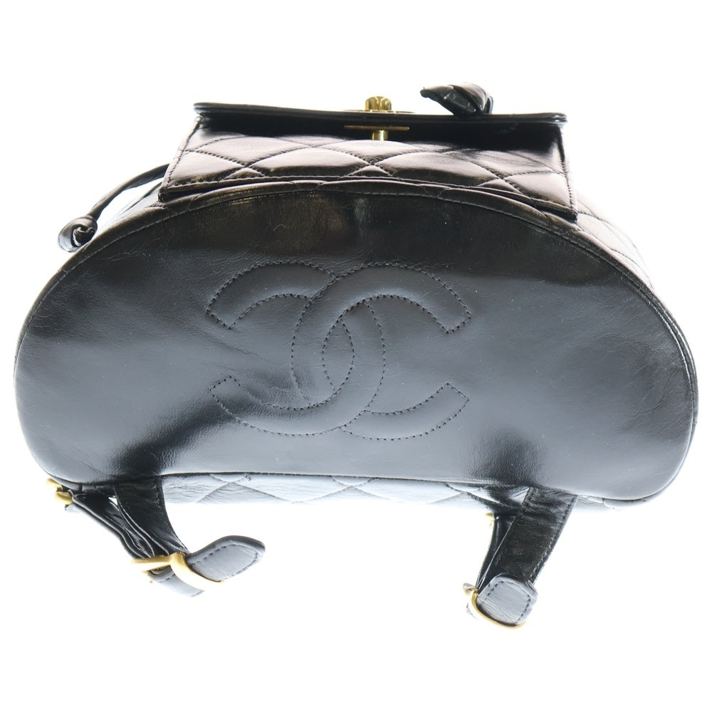 CHANEL(シャネル) マトラッセ ココマーク ラムスキン チェーンレザーバックパック リュック ブラック GD金具