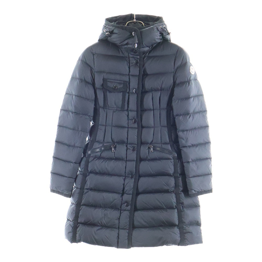 MONCLER(モンクレール) 17AW HERMINE エルミンヌ ワッペンロゴ フーデッド ジップアップ ダウン ロング ジャケット コート ブラック レディース C20934930005 53048