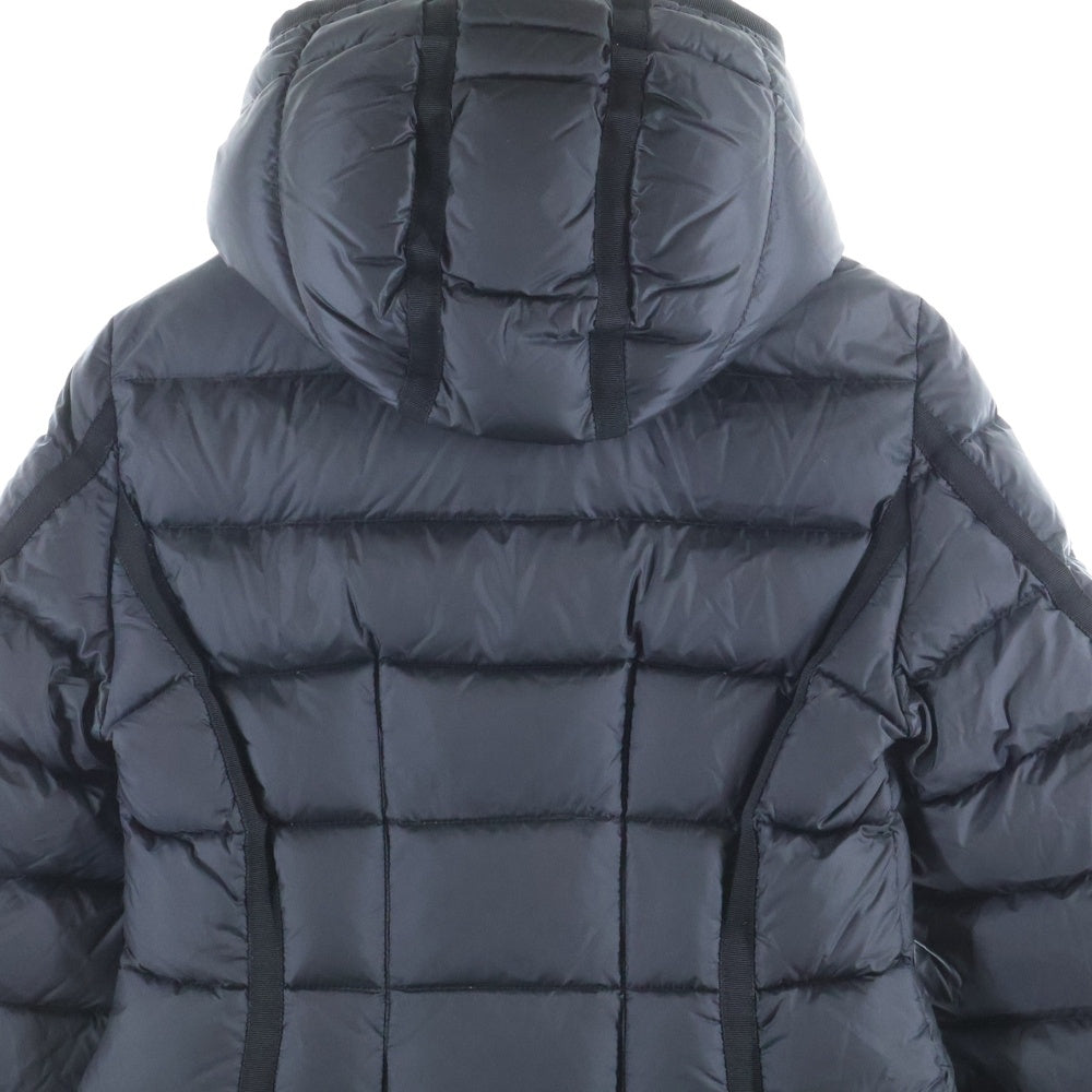 MONCLER(モンクレール) 17AW HERMINE エルミンヌ ワッペンロゴ フーデッド ジップアップ ダウン ロング ジャケット コート ブラック レディース C20934930005 53048