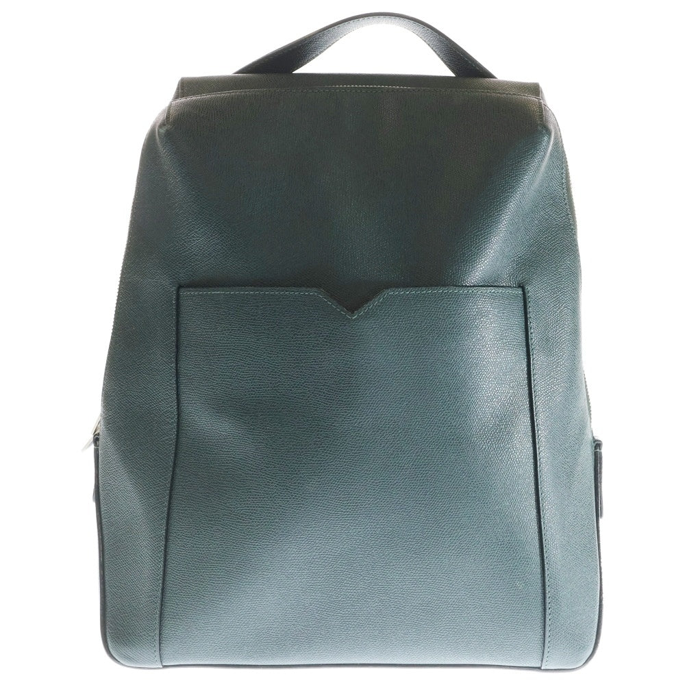 Valextra(ヴァレクストラ) Vライン バックパック リュック カーキ グリーン レザー