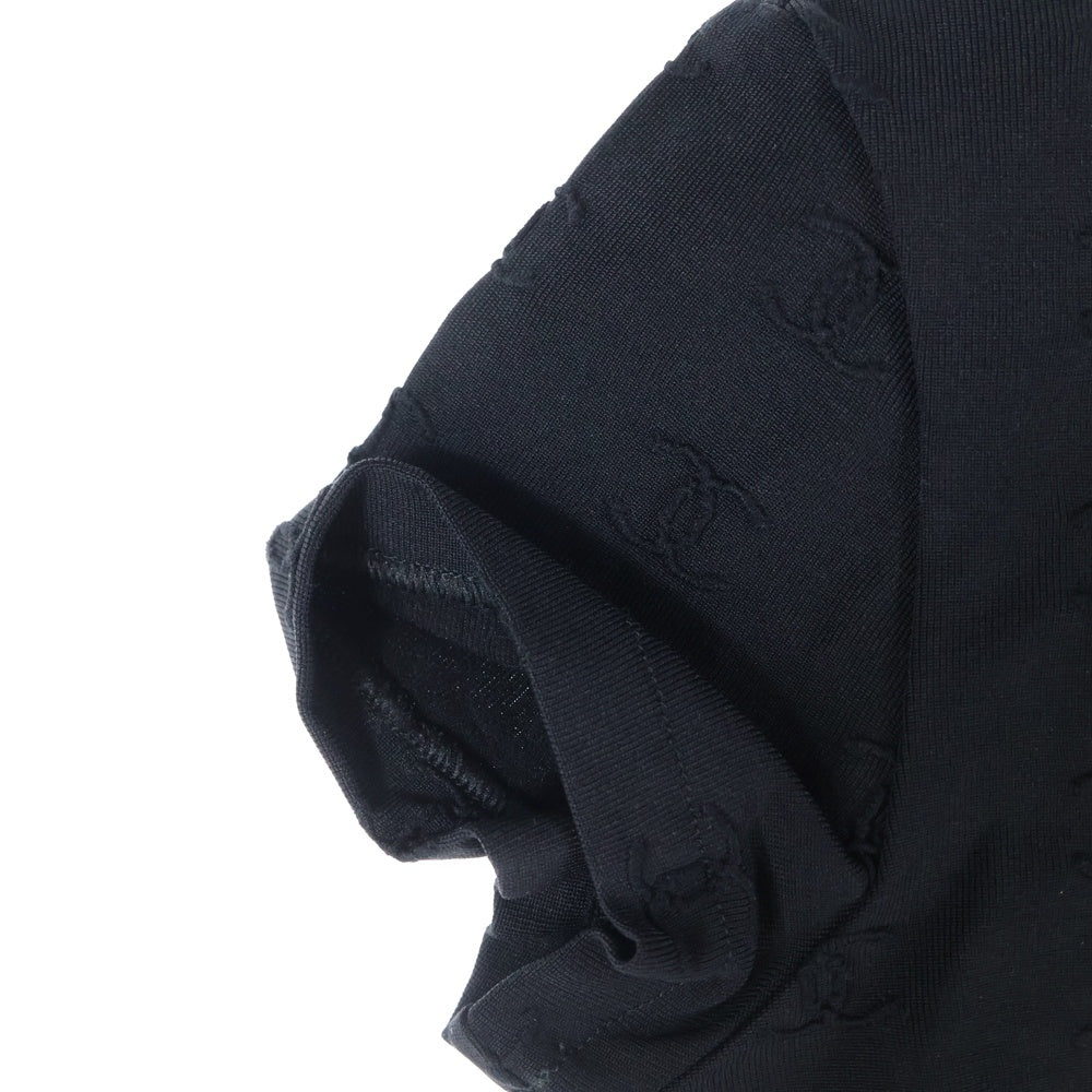 CHANEL シャネル 97P スプリングコレクション ココマーク 総柄 クルーネック クロップド Tシャツ カットソー ブラック レディース P07794V05398 CHANEL(シャネル) 97P スプリングコレクション ココマーク 総柄 クルー
