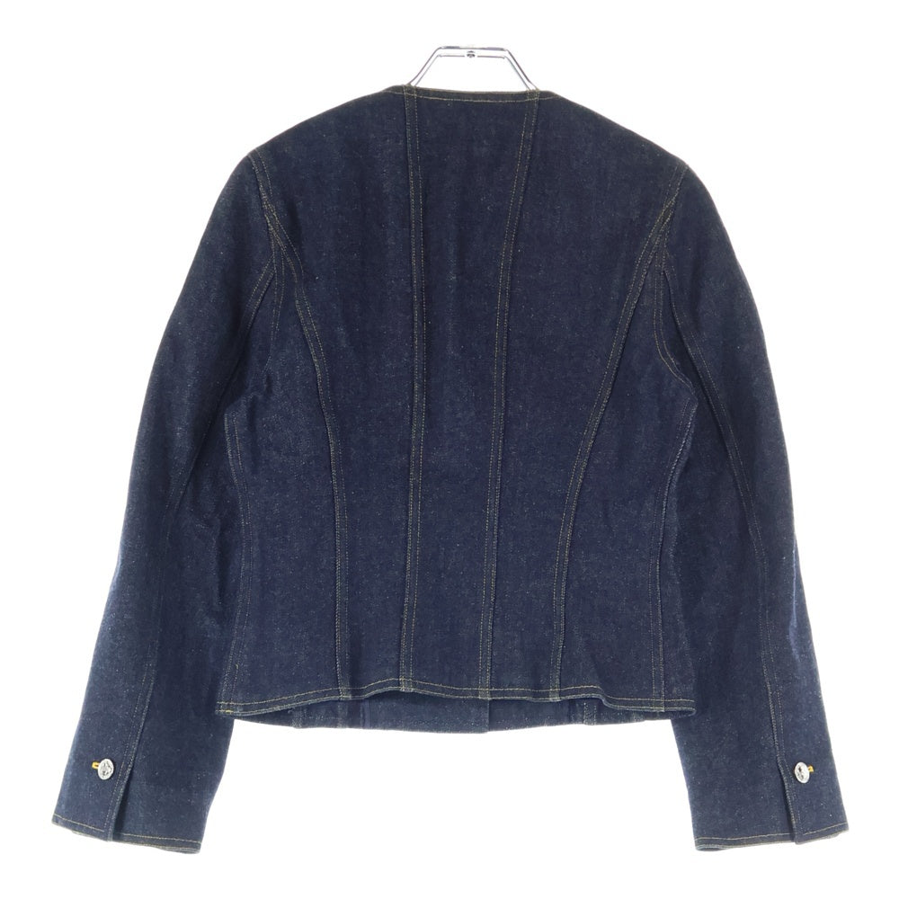 CHANEL(シャネル) 96P スプリングコレクション セットアップ ベルト付き ココマークボタン デニム ノーカラー トラッカージャケット タイト ミニスカート レディース P07055V04732