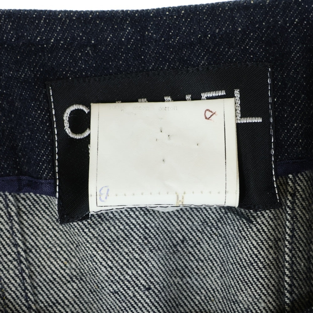 CHANEL(シャネル) 96P スプリングコレクション セットアップ ベルト付き ココマークボタン デニム ノーカラー トラッカージャケット タイト ミニスカート レディース P07055V04732