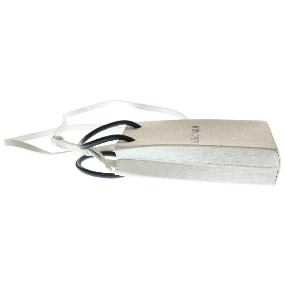 BALENCIAGA(バレンシアガ) ショッピングバッグ フォンショルダー ミニトートバッグ ハンドバッグ ホワイト レザー 593826 シルバー金具 レディース