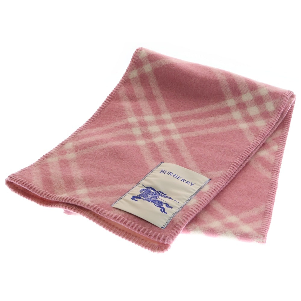 BURBERRY(バーバリー) ノバチェック総柄 ブランケットステッチ ウール マフラー ピンク 8114367 レディース