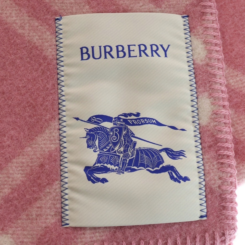 BURBERRY(バーバリー) ノバチェック総柄 ブランケットステッチ ウール マフラー ピンク 8114367 レディース