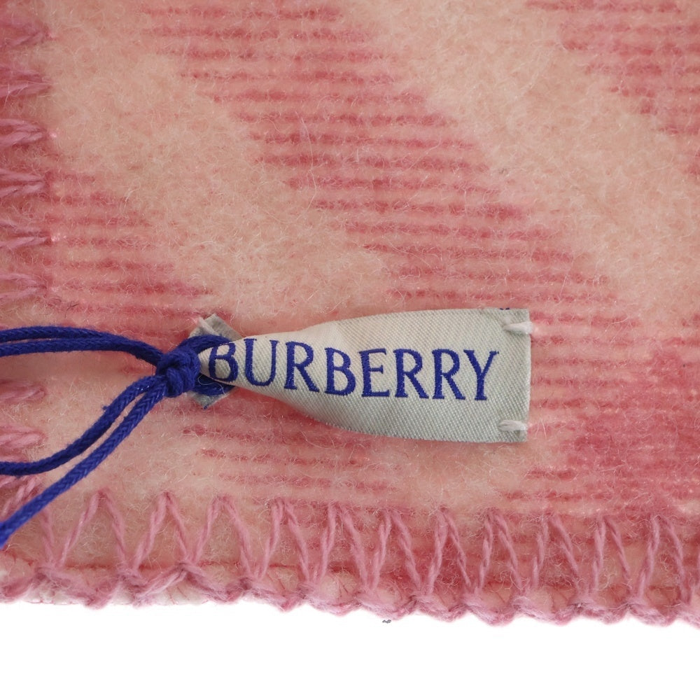 BURBERRY(バーバリー) ノバチェック総柄 ブランケットステッチ ウール マフラー ピンク 8114367 レディース