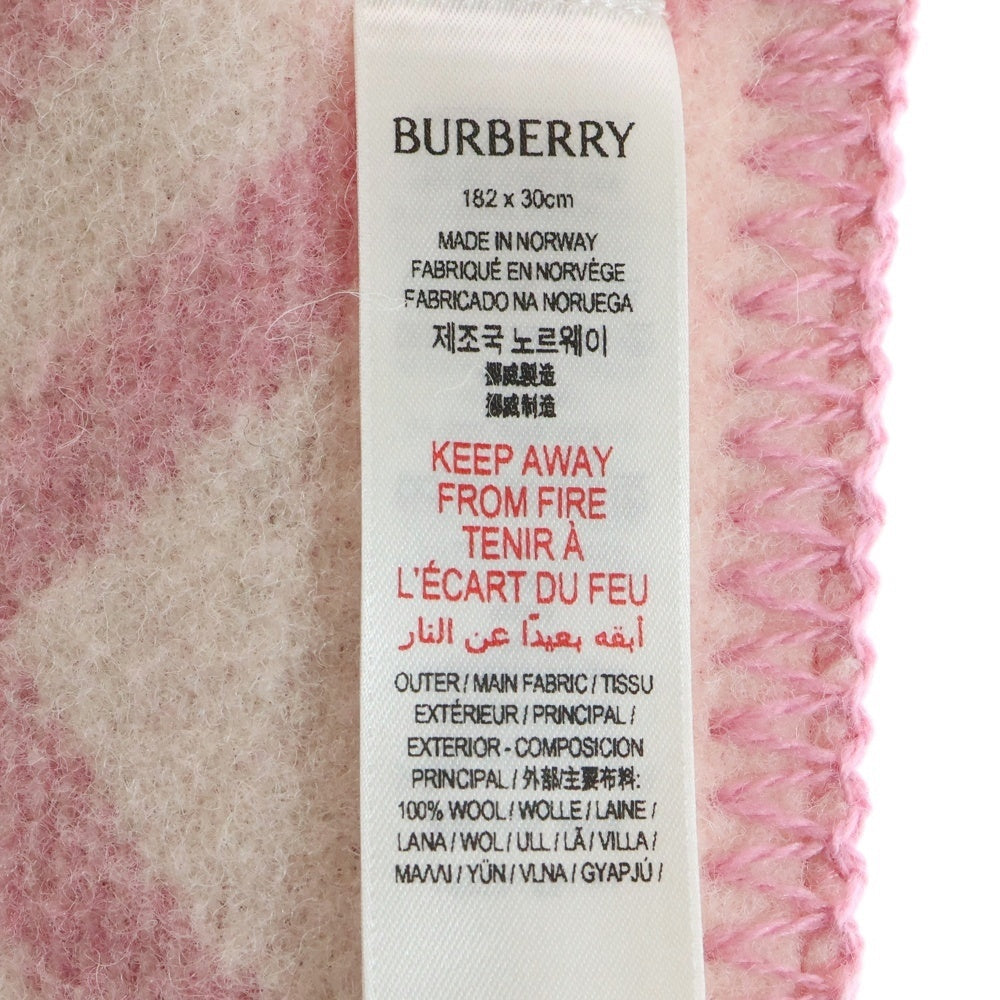 BURBERRY(バーバリー) ノバチェック総柄 ブランケットステッチ ウール マフラー ピンク 8114367 レディース