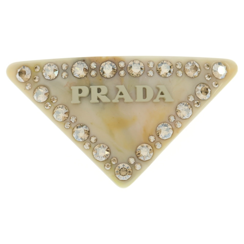 PRADA(プラダ) プレキシガラス ヘアクリップ ラインストーン ベージュ ヘアアクセサリー 1IF090 レディース