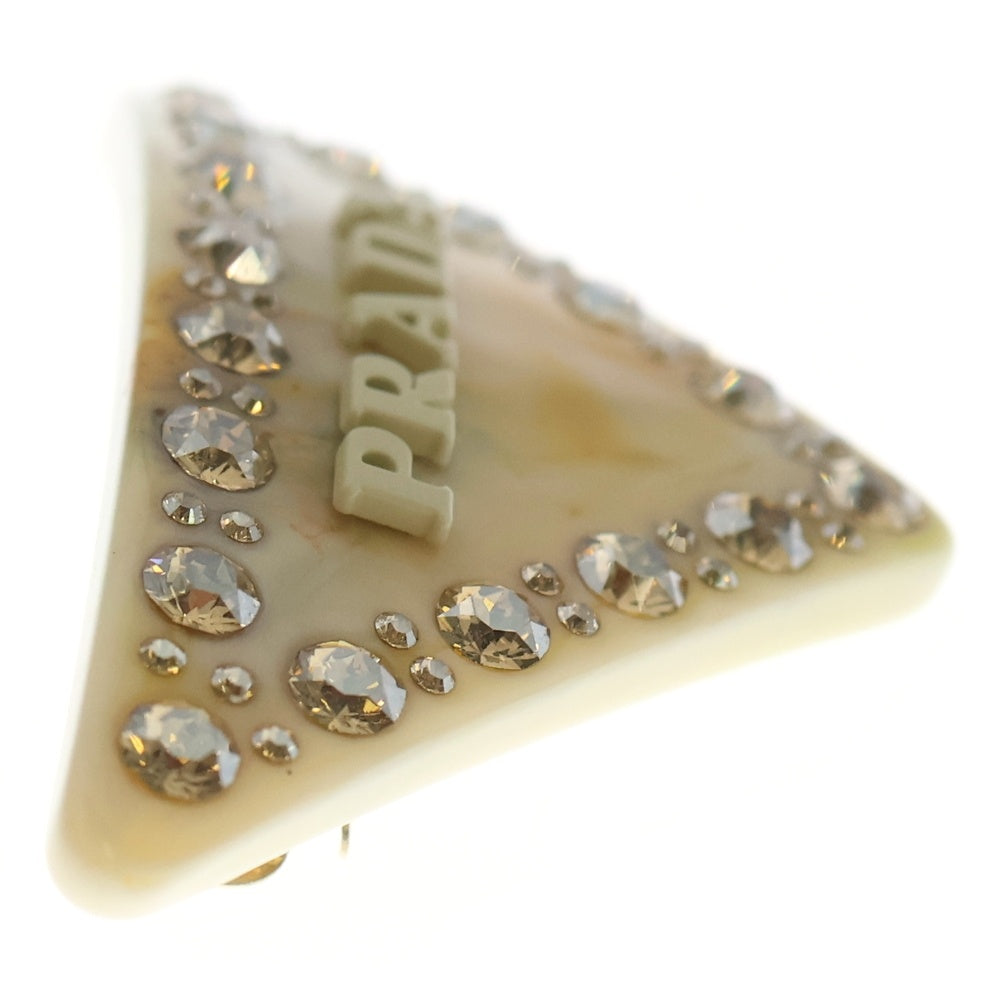 PRADA(プラダ) プレキシガラス ヘアクリップ ラインストーン ベージュ