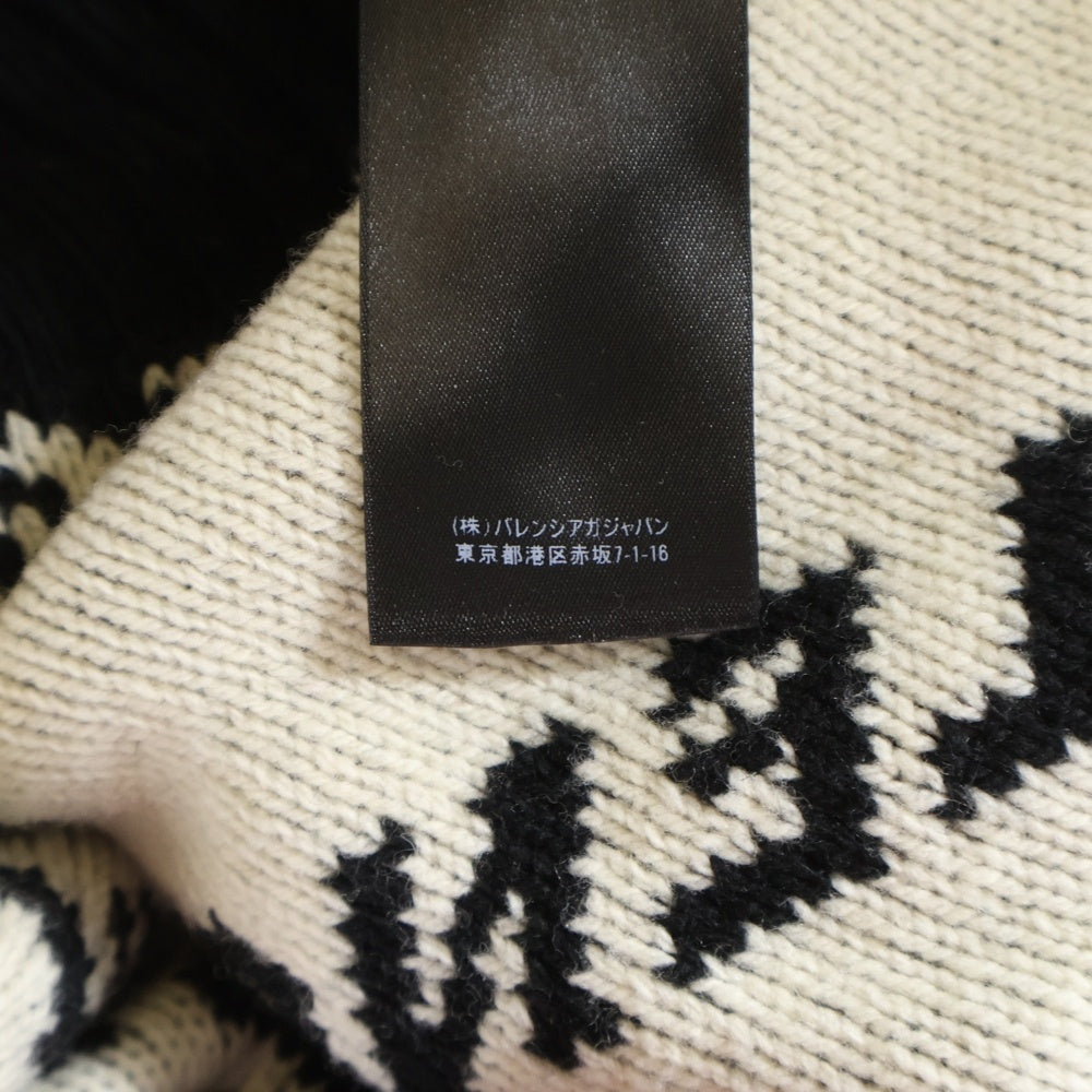 BALENCIAGA(バレンシアガ) オールオーバーロゴ ジャガード キャメル ウール ニット 長袖カーディガン ブラック 518134 レディース