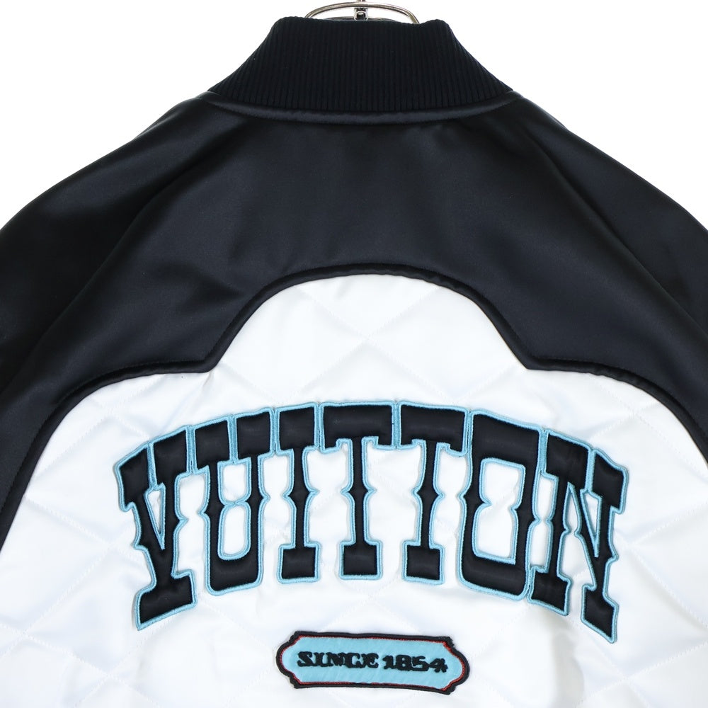 LOUIS VUITTON(ルイヴィトン) 24AW LVワッペンロゴ バイカラー サテン キルティング スナップボタン ボンバージャケット ブルゾン ホワイト/ブラック RM242M MDM HRB75E