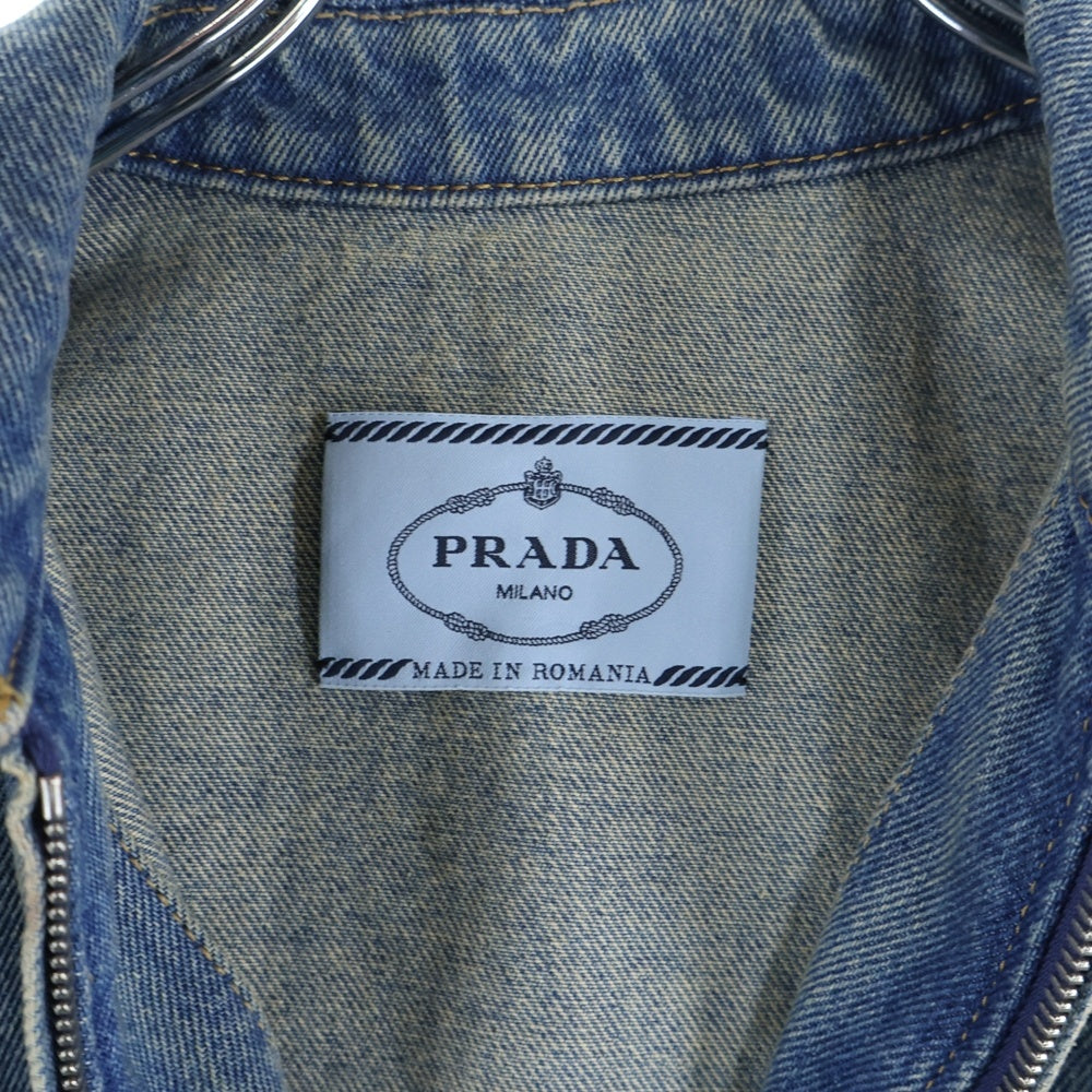 PRADAデニムジャケット　トライアングルロゴ38サイズお探しの方はぜひ PRADA(プラダ) 23SS トライアングルロゴプレート ヴィンテージ加工