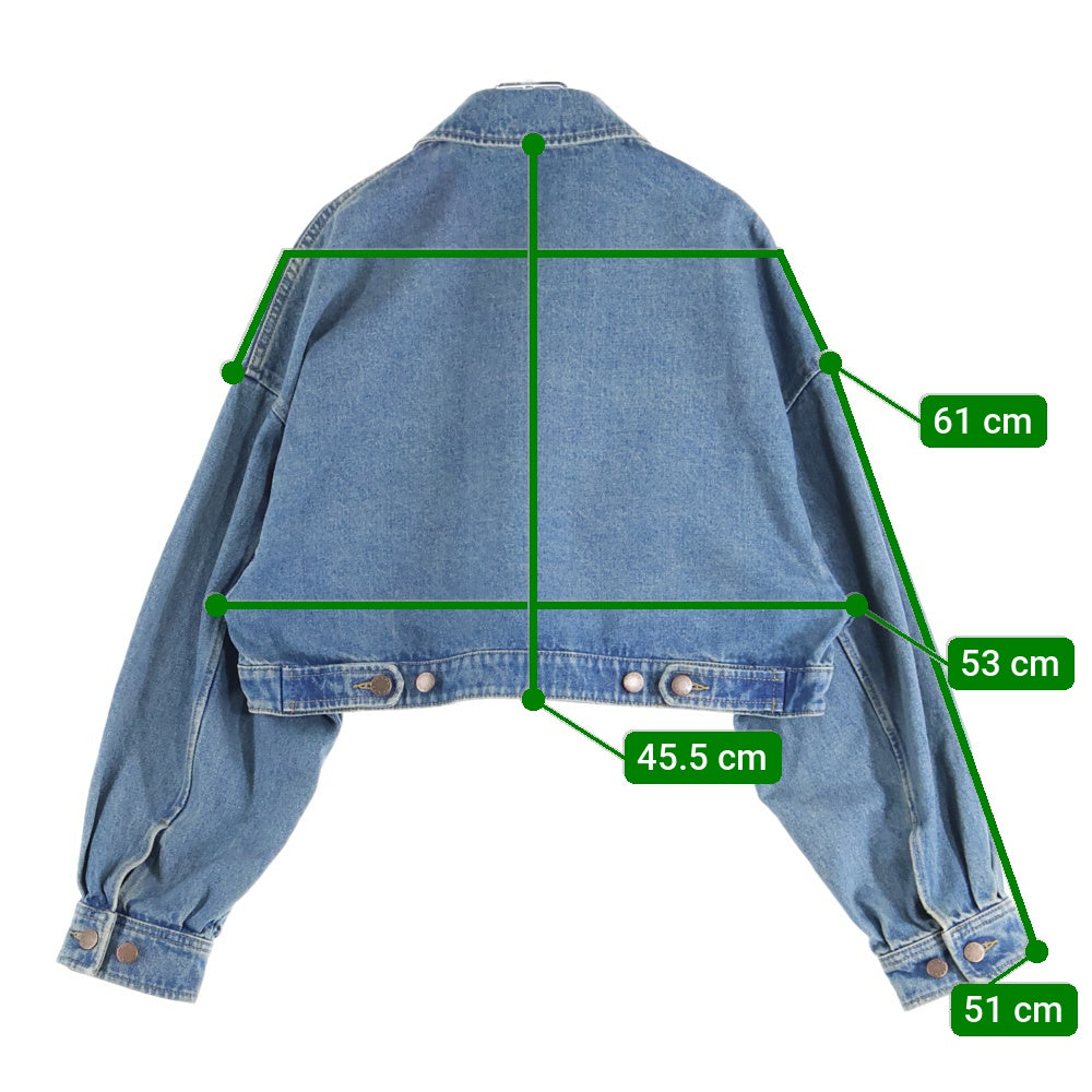 PRADA(プラダ) 23SS トライアングルロゴプレート ヴィンテージ加工 クロップド ショート オーガニック デニム ジップアップ トラッカージャケット インディゴ GFB279 レディース