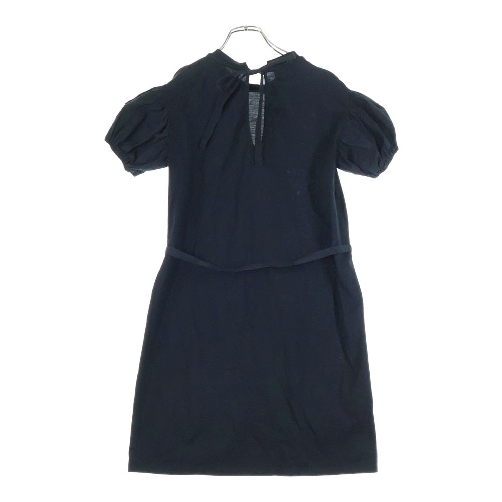 PRADA(プラダ) 18SS パフスリーブ クルーネック 半袖 ミディアム カットソー ワンピース ブラック レディース 35876L