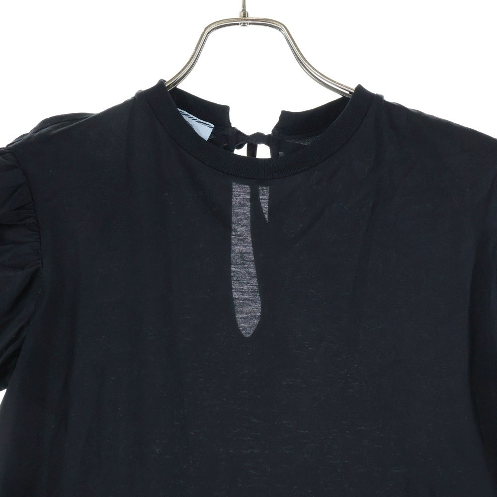 PRADA(プラダ) 18SS パフスリーブ クルーネック 半袖 ミディアム カットソー ワンピース ブラック レディース 35876L