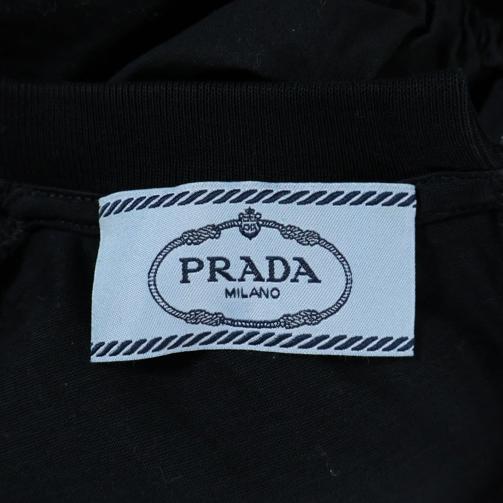 PRADA(プラダ) 18SS パフスリーブ クルーネック 半袖 ミディアム カットソー ワンピース ブラック レディース 35876L