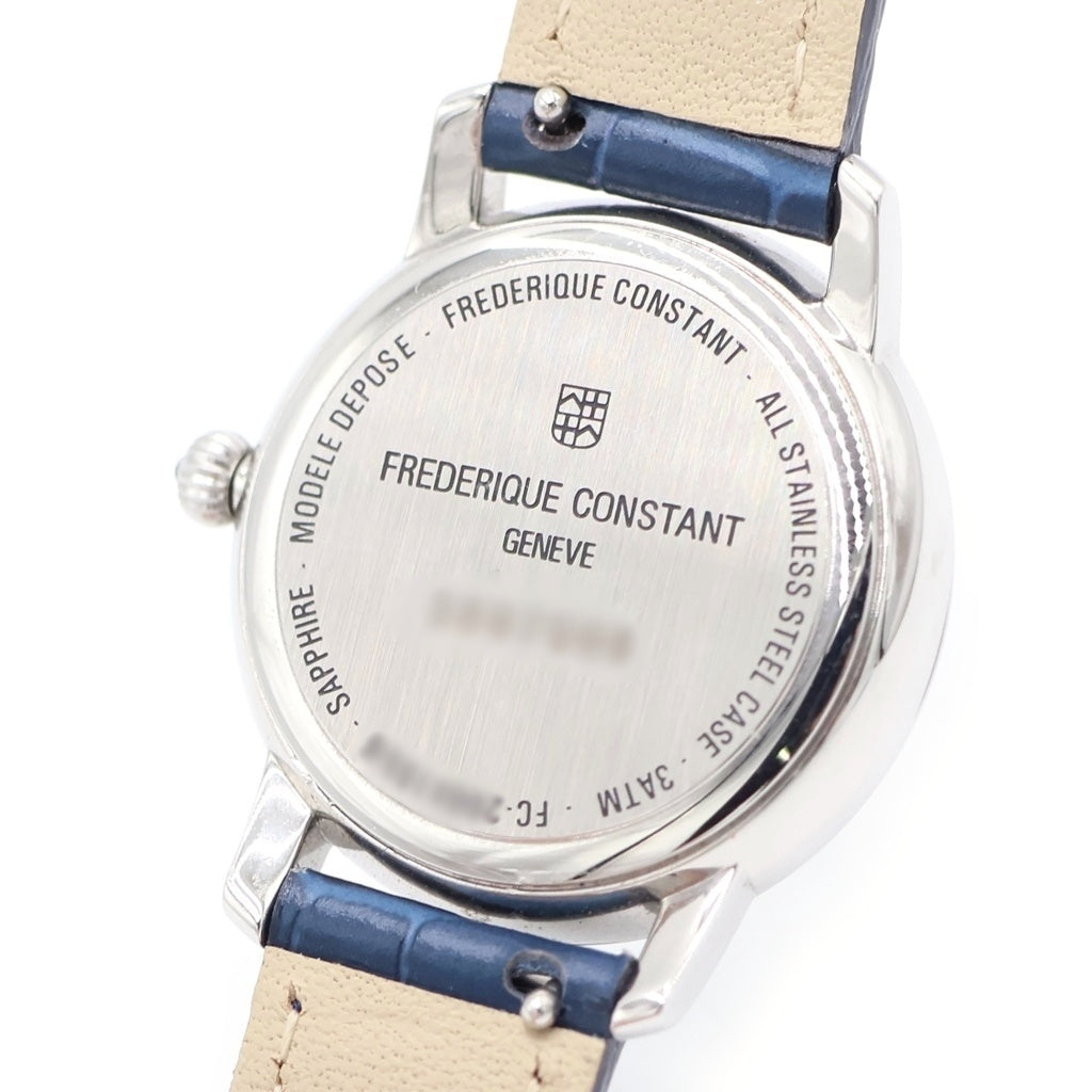 FREDERIQUE CONSTANT(フレデリックコンスタント) スリムラインムーンフェイズ ダイヤインデックス ホワイトシェル文字盤 ステンレス/レザー クォーツ 腕時計 206MPWD1S6 レディース
